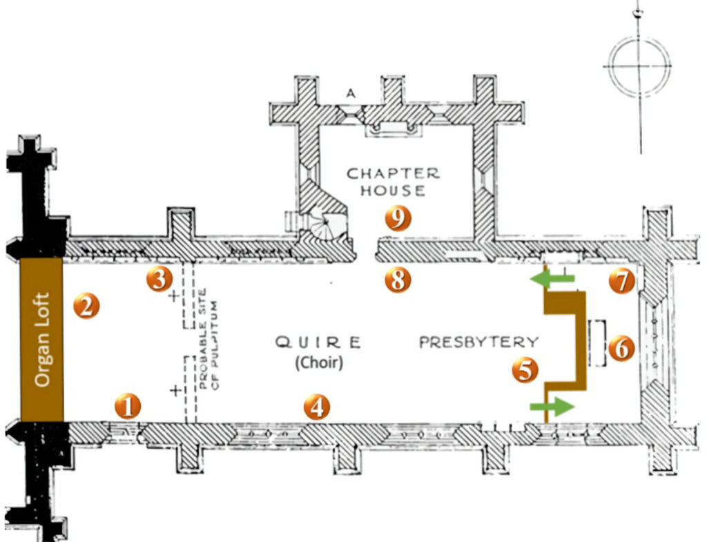 Map of the various stages of the audio tour